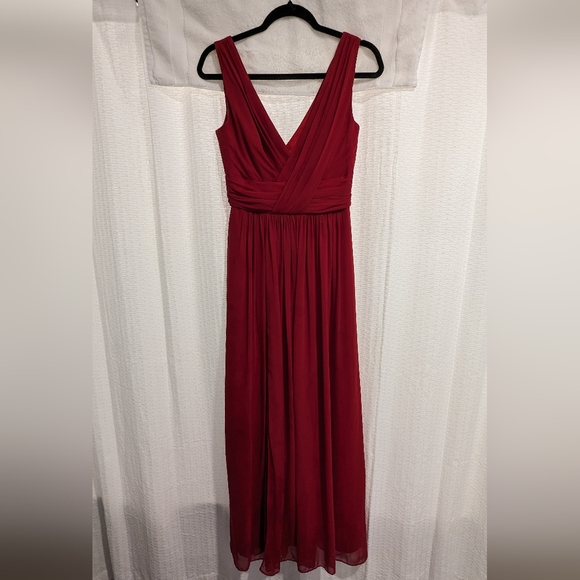 A-Line V-Neck Floor Length Chiffon Dress - Size 8 - Picture 2 of 7